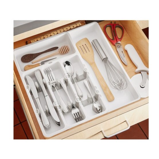 Organizator tacamuri si ustensile 24x41x38 cm Alb