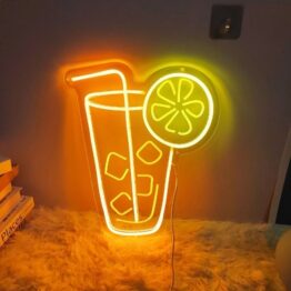 Semn LED, Limonada, decor bar, petreceri, Galben