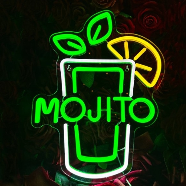 Semn LED, model Mojito, decor bar, petreceri, Verde