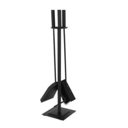 Set 3 accesorii pentru semineu 60 x 15 cm Negru