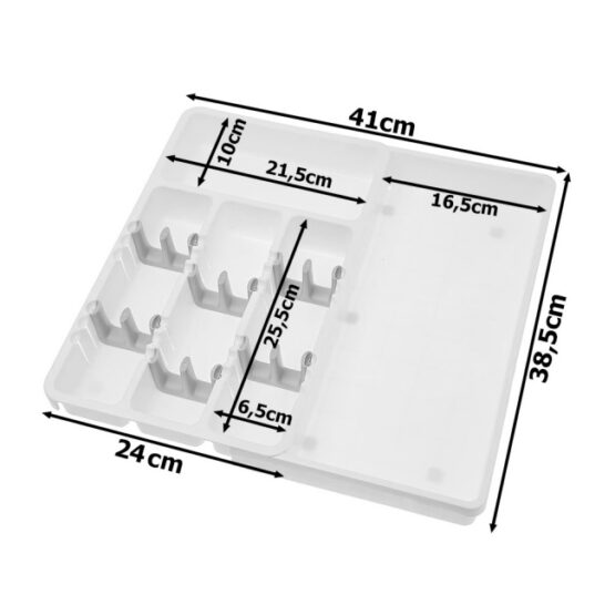 Organizator tacamuri si ustensile 24x41x38 cm Alb