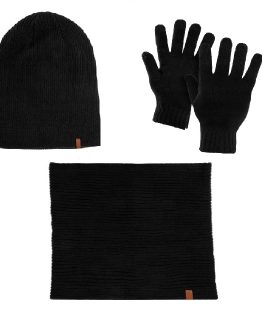 Set caciula, manusi si fular unisex, negru