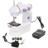 Mini-masina de cusut, 2 viteze, 6 bobine, Alb / Mov