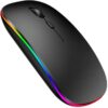 Mouse wireless, lumini RGB, ultra-subtire, Negru