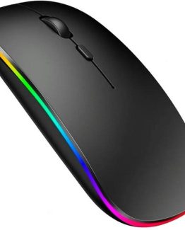 Mouse wireless, lumini RGB, ultra-subtire, Negru