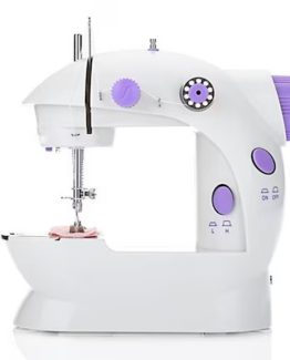 Mini-masina de cusut, 2 viteze, 6 bobine, Alb / Mov