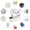 Mini-masina de cusut, 2 viteze, 6 bobine, Alb / Mov