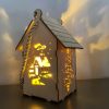 Casuta lemn cu LED motiv de Craciun 14x7x10 cm Casuta lemn cu LED motiv de Craciun 14x7x10 cm