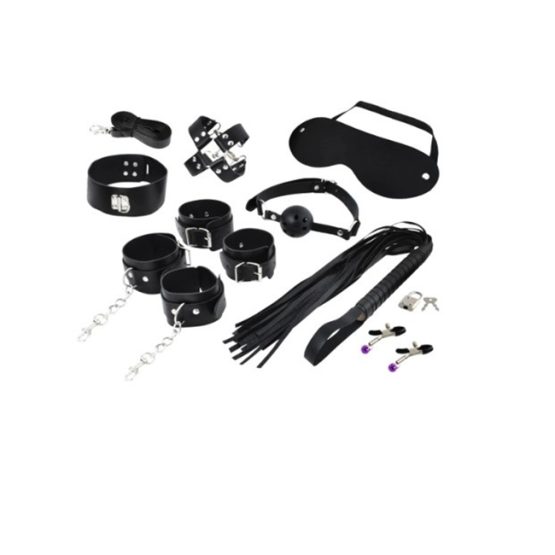 Set 13 jucarii erotice din piele ecologica, Black Set 13 jucarii erotice din piele ecologica, Black