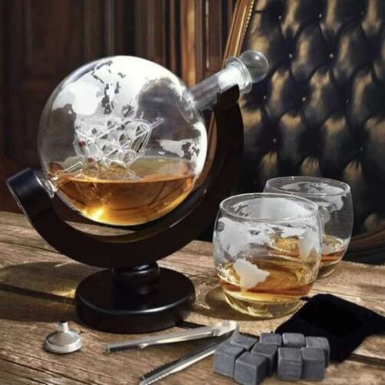 Set decantor pentru whiskey 2 pahare Transparent