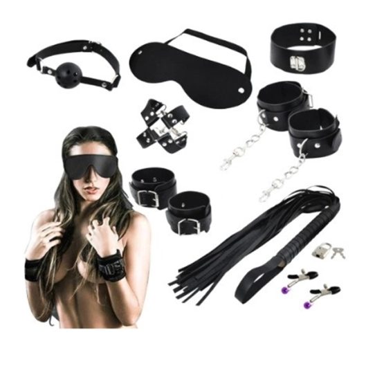 Set 13 jucarii erotice din piele ecologica, Black Set 13 jucarii erotice din piele ecologica, Black