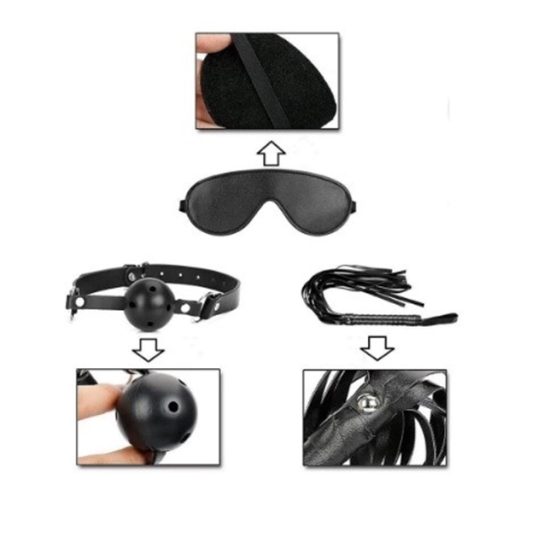 Set 13 jucarii erotice din piele ecologica, Black Set 13 jucarii erotice din piele ecologica, Black