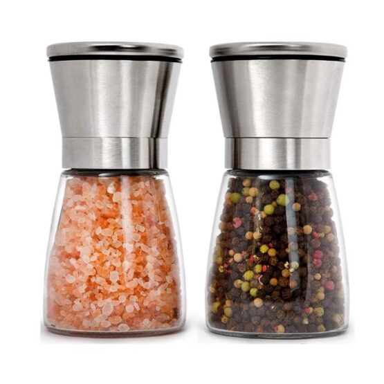Set 2 rasnite manuale inox sticla 190 ml Argintiu