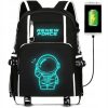 Rucsac imprimeu astronaut, 44 x 30 x 14 cm, Negru