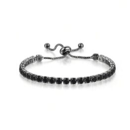 Bratara Tennis reglabila cu cristale tip Swarovski Negru Bratara Tennis reglabila cu cristale tip Swarovski Negru