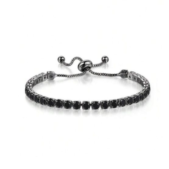 Bratara Tennis reglabila cu cristale tip Swarovski Negru