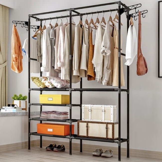 Cuier haine, mobil, 173 x 36 x 108 cm, Negru