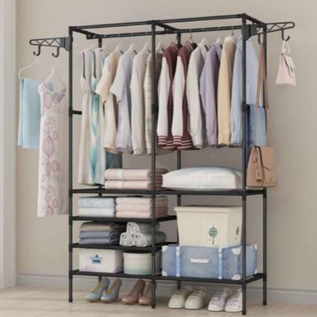 Cuier haine, mobil, 173 x 36 x 108 cm, Negru