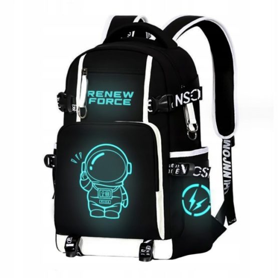 Rucsac imprimeu astronaut, 44 x 30 x 14 cm, Negru