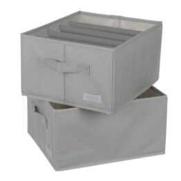 Set 2 cutii organizatoare haine, 33 x 17 x 27 cm, Gri Set 2 cutii organizatoare haine, 33 x 17 x 27 cm, Gri