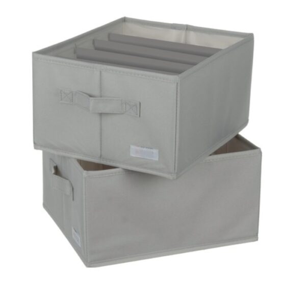 Set 2 cutii organizatoare haine, 33 x 17 x 27 cm, Gri Set 2 cutii organizatoare haine, 33 x 17 x 27 cm, Gri