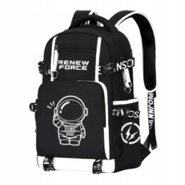 Rucsac imprimeu astronaut, 44 x 30 x 14 cm, Negru Rucsac imprimeu astronaut, 44 x 30 x 14 cm, Negru