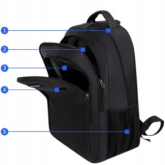 Rucsac sport, 4 buzunare, impermeabil, Negru