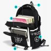 Rucsac imprimeu astronaut, 44 x 30 x 14 cm, Negru