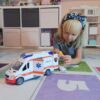 Masinuta ambulanta cu targa, sunete si lumini, Alb Masinuta ambulanta cu targa, sunete si lumini, Alb