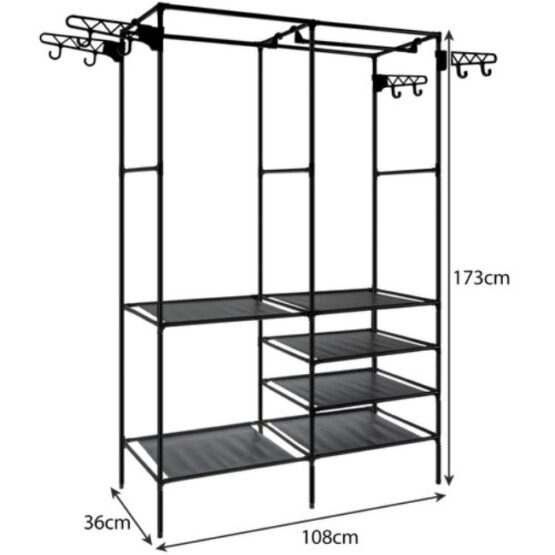 Cuier haine, mobil, 173 x 36 x 108 cm, Negru Cuier haine, mobil, 173 x 36 x 108 cm, Negru