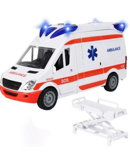 Masinuta ambulanta cu targa, sunete si lumini, Alb