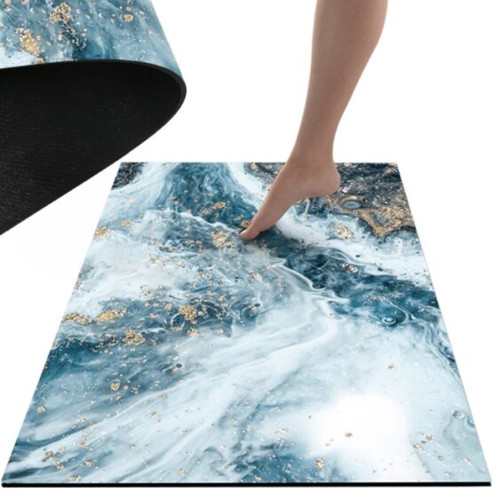 Covoras de baie, design elegant, 80 x 50 cm, Albastru Covoras de baie, design elegant, 80 x 50 cm, Albastru
