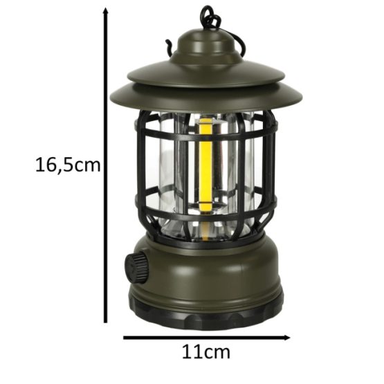 Lampa portabila pentru camping cu USB, Verde