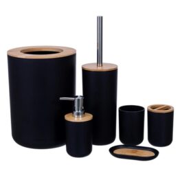 Set 6 accesorii pentru baie, Negru Set 6 accesorii pentru baie, Negru