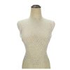 Maiou din plasa decorat cu cristale, crop-top, Alb