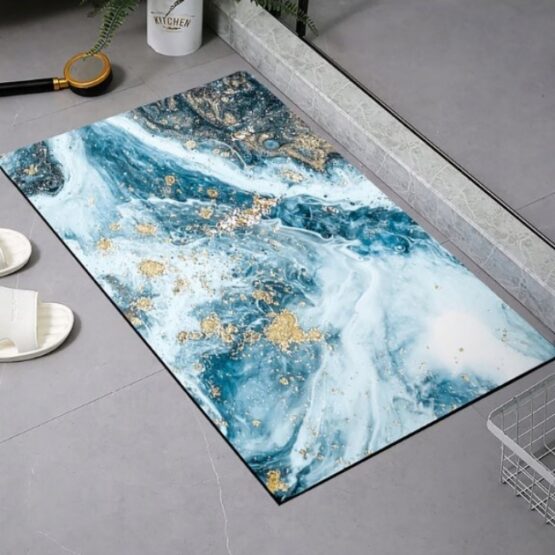 Covoras de baie, design elegant, 80 x 50 cm, Albastru Covoras de baie, design elegant, 80 x 50 cm, Albastru