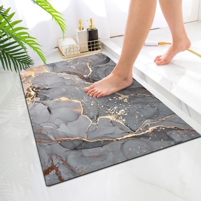 Covoras de baie, design elegant, 80 x 50 cm, Gri
