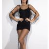 Rochie plasa cu strasuri si cristale, marime universala, Negru Rochie plasa cu strasuri si cristale, marime universala, Negru
