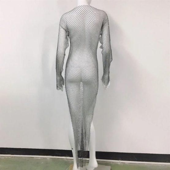 Rochie plasa cu strasuri si cristale, marime universala, Negru Rochie plasa cu strasuri si cristale, marime universala, Negru