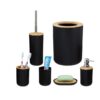 Set 6 accesorii pentru baie, Negru