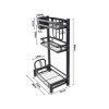 Suport depozitare bucatarie / baie, 3 rafturi, 60x38 cm, Negru Suport depozitare bucatarie / baie, 3 rafturi, 60x38 cm, Negru