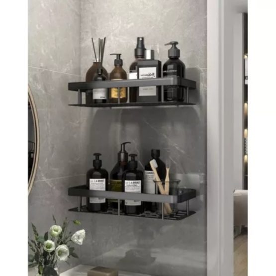 Set 2 rafturi pentru baie, 30 x 13 x 4.7 cm, Negru Set 2 rafturi pentru baie, 30 x 13 x 4.7 cm, Negru