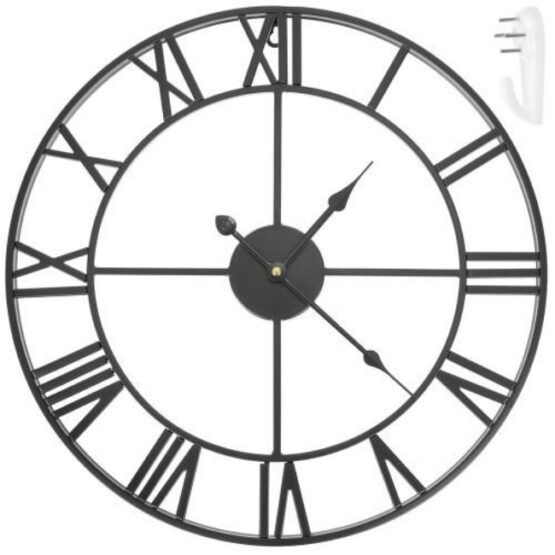 1 Ceas de perete retro, diametru 47.5 cm, Negru