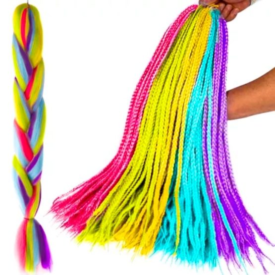 Extensie de par sintetic pentru impletituri, 60 cm, Multicolor