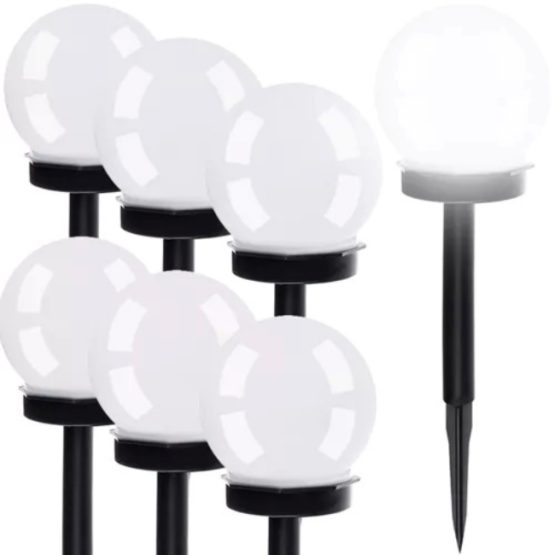 Set 6 lampi solare pentru exterior, 35 cm, Alb