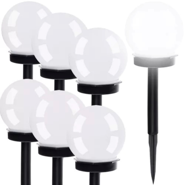 Set 6 lampi solare pentru exterior, 35 cm, Alb