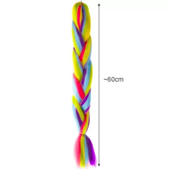 Extensie de par sintetic pentru impletituri, 60 cm, Multicolor