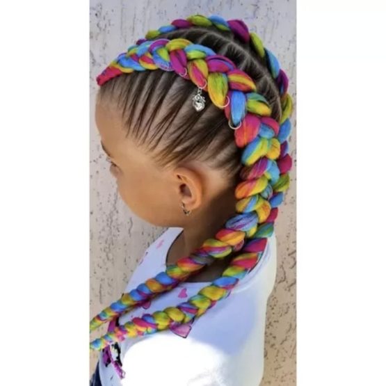 Extensie de par sintetic pentru impletituri, 60 cm, Multicolor