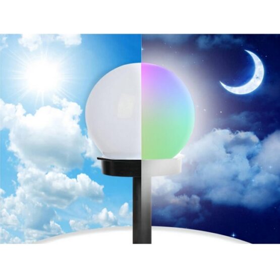 Set 4 lampi solare pentru exterior, forma glob, Alb Set 4 lampi solare pentru exterior, forma glob, Alb