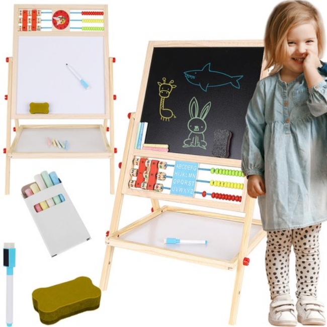 Tabla multifunctionala educativa cu doua fete pentru copii